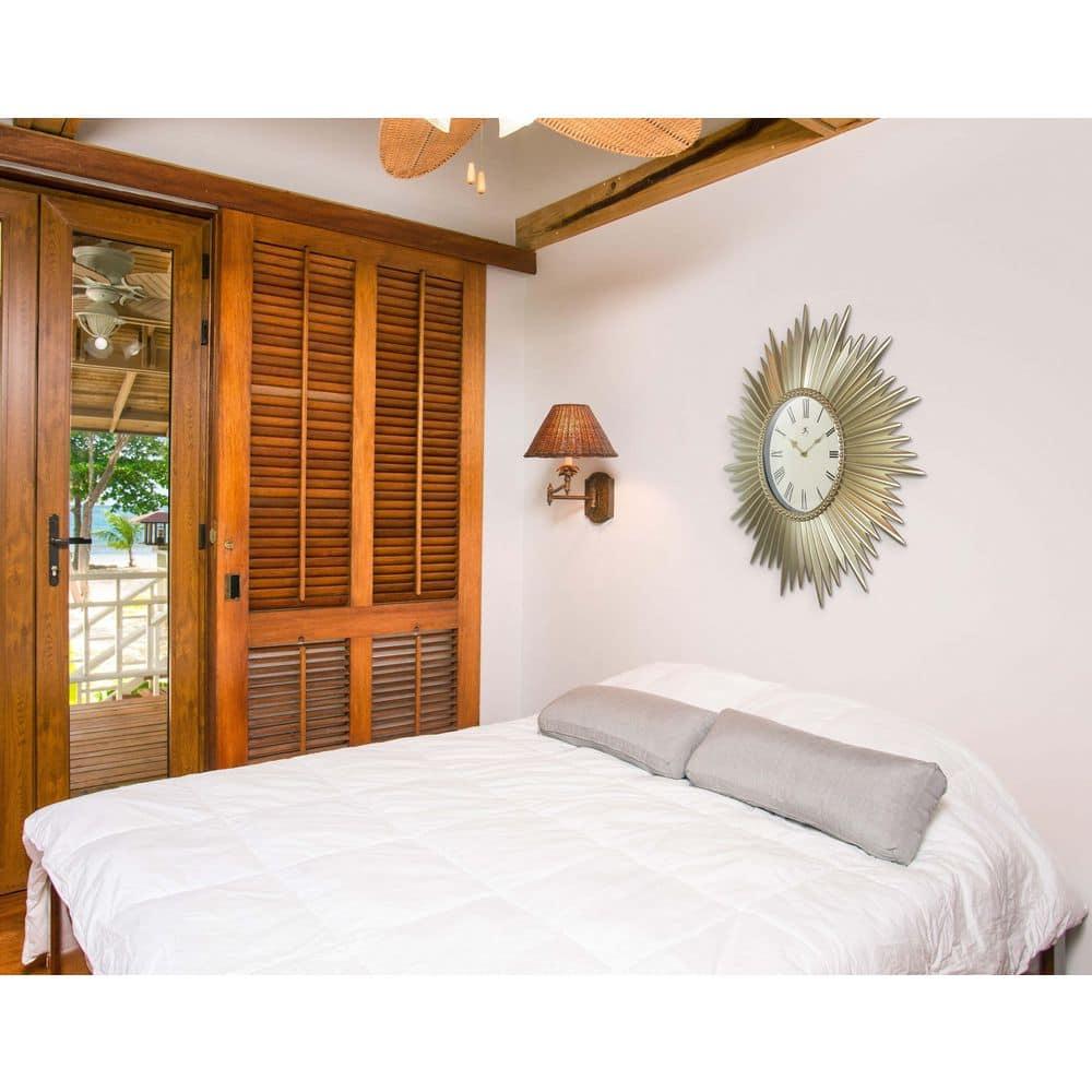 24" Sunburst Wall Clock Gold - Infinity Instruments: Modern Star-Shaped, Analog Display, Indoor Use