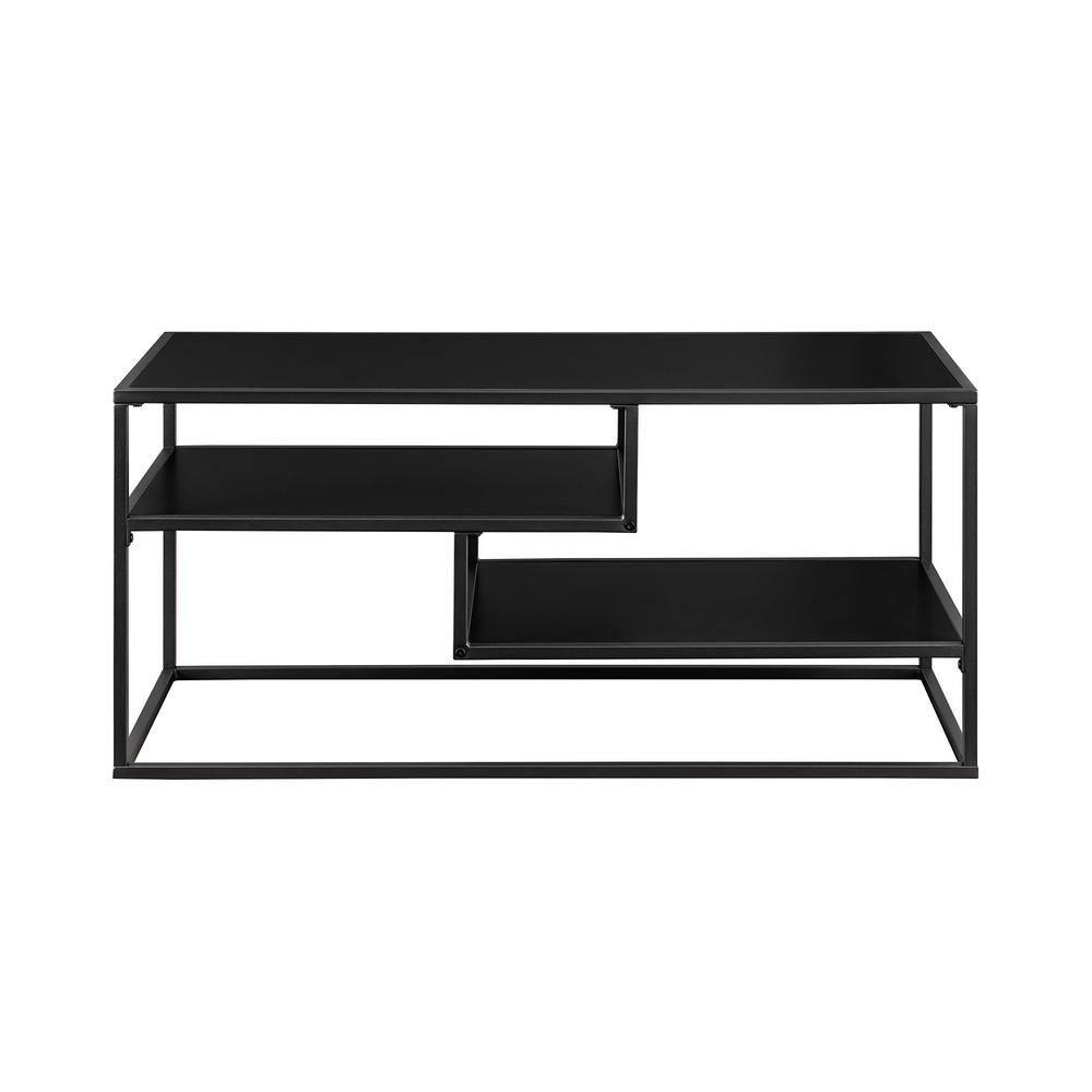 Walker Edison 40" Contemporary 2-Shelf TV Stand for TVs up to 43", Solid Black
