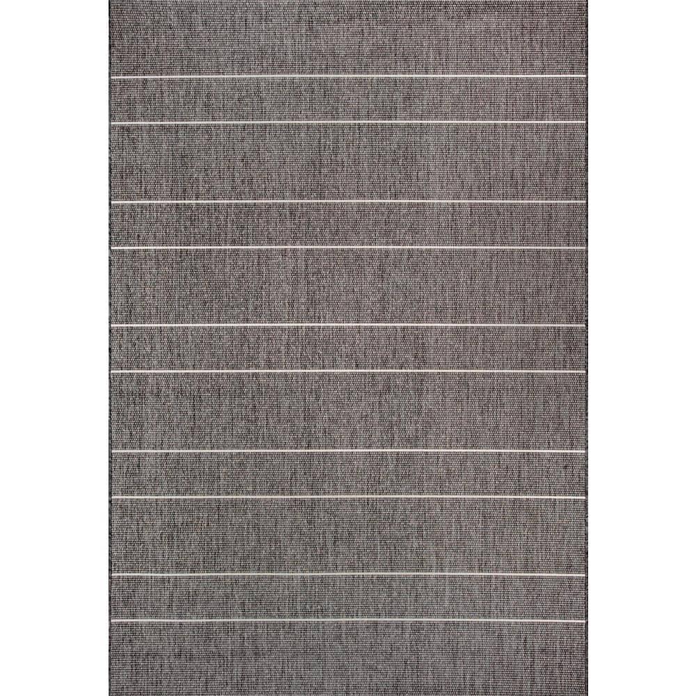 Nuloom Alaina Striped 4x6 Indoor/Outdoor Area Rug for Living Room Patio Deck Front Porch Kitchen, Dark Grey/Ivory