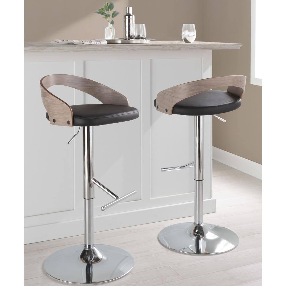 LumiSource Grotto Swivel Upholstered Adjustable Height Counter Stool with Metal Frame (Set of 2)