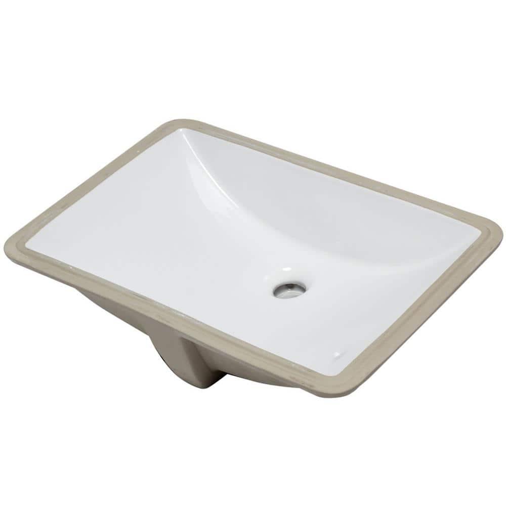 Novatto NP-U193902 Novatto 18.25'' White Porcelain Rectangular Bathroom Sink with Overflow