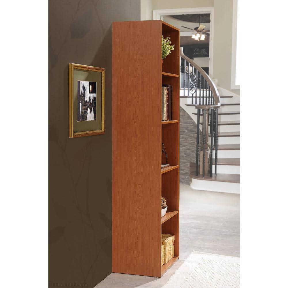 Hodedah 12 x 16 x 47 Inch 5 Shelf Bookcase & Office Organizer, Cherry