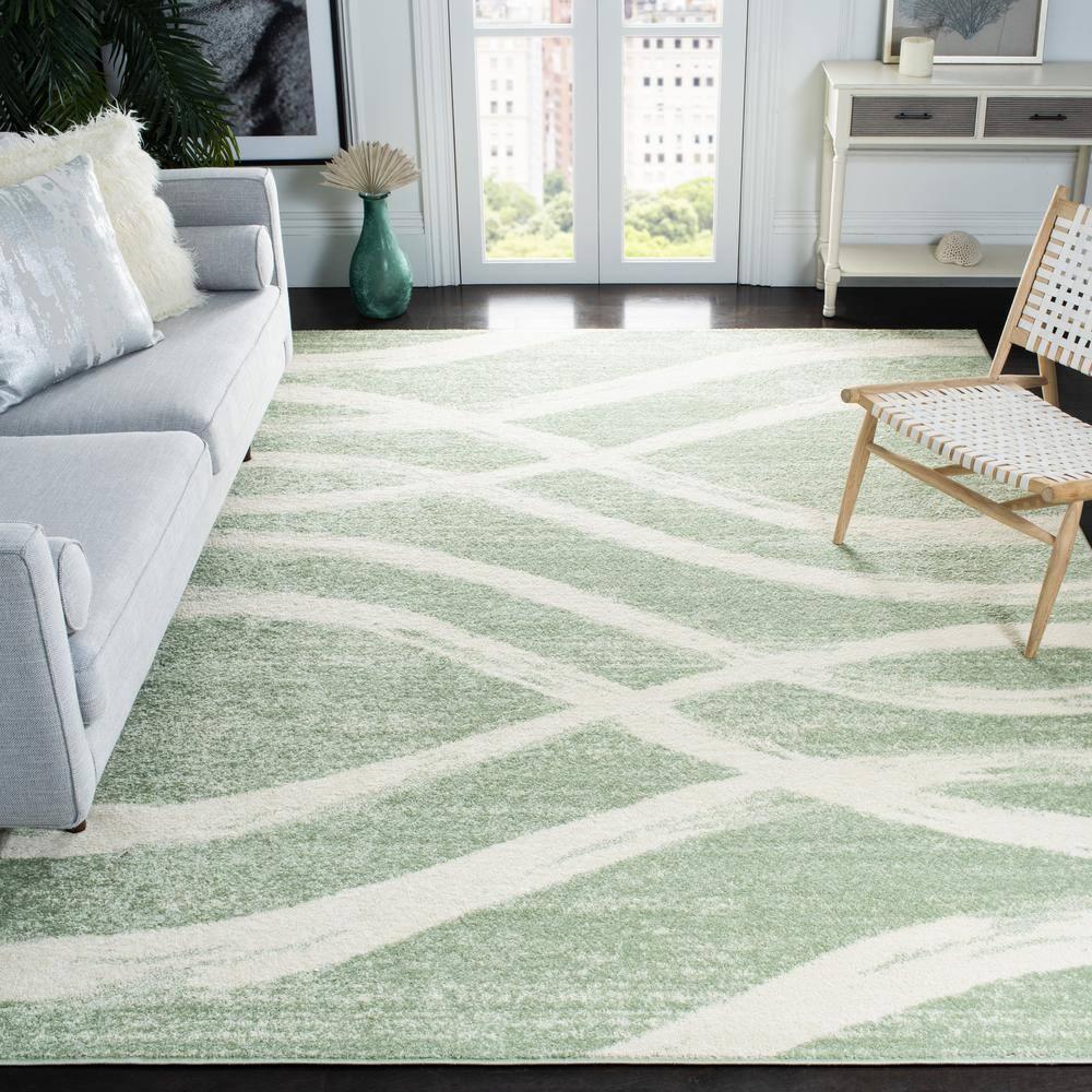 Adirondack ADR125 Machine Made Indoor Area Rug - Sage/Cream - 9'x12' - Safavieh