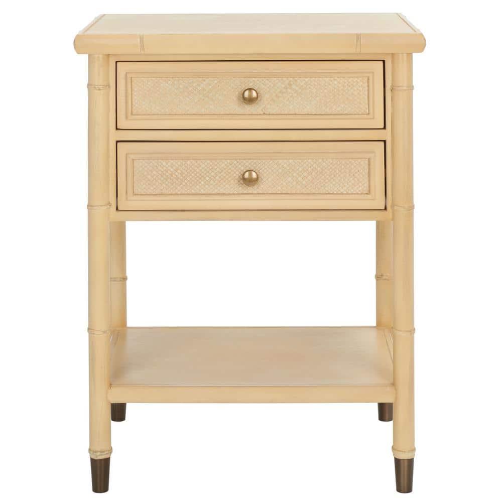 Ahab 2 Drawer 1 Shelf Accent Table - ACC6606A - Light Blonde/Gold - Safavieh