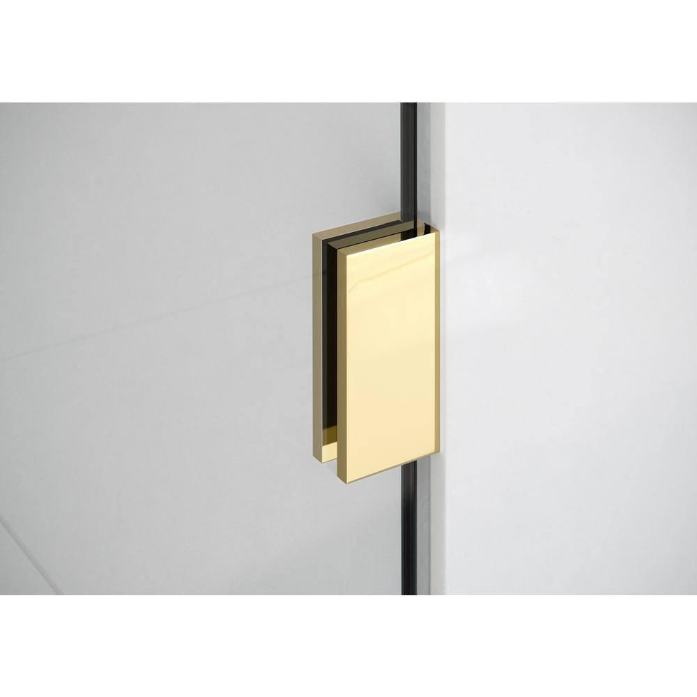 Illume 75.5 in x 78 in Frameless Polished Brass Shower Door with Clear Glass