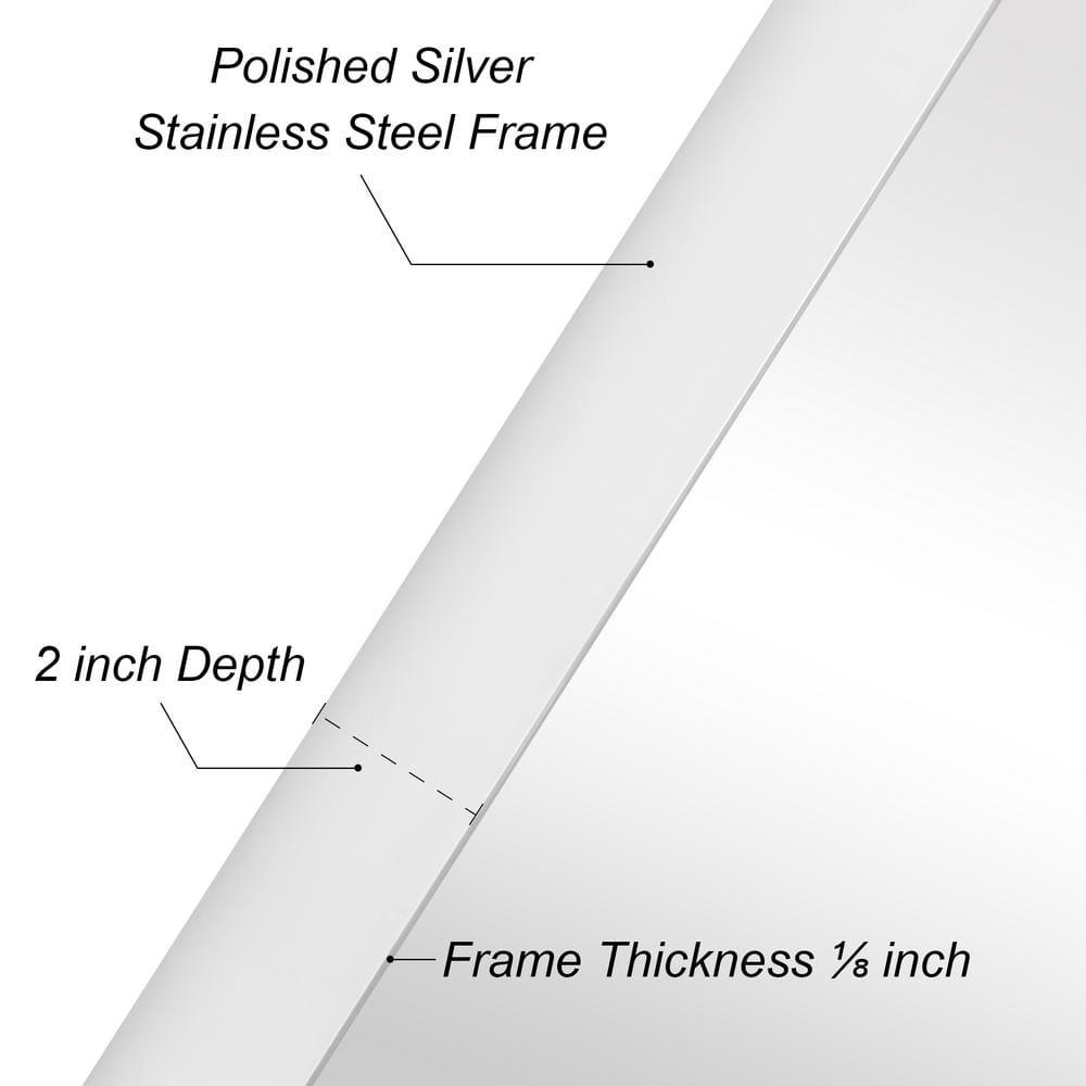 Empire Art Direct Ultra Polished Silver Stainless Steel Frame Rectangle Wall Mirror, 22" x 30" x 2", Ready to Hang