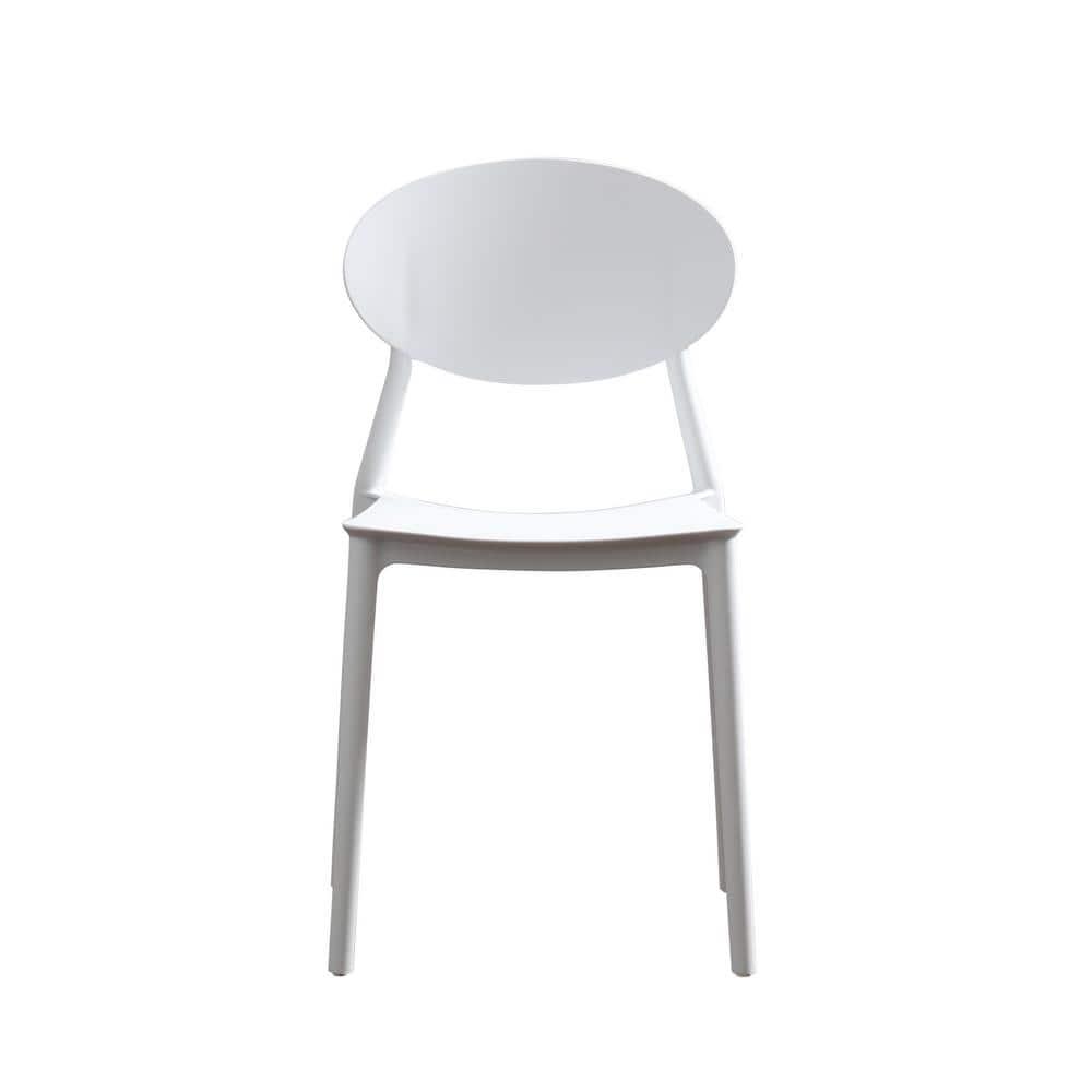 GDF Studio Brynn Indoor/Outdoor Plastic Stacking Chairs, Set of 2, White