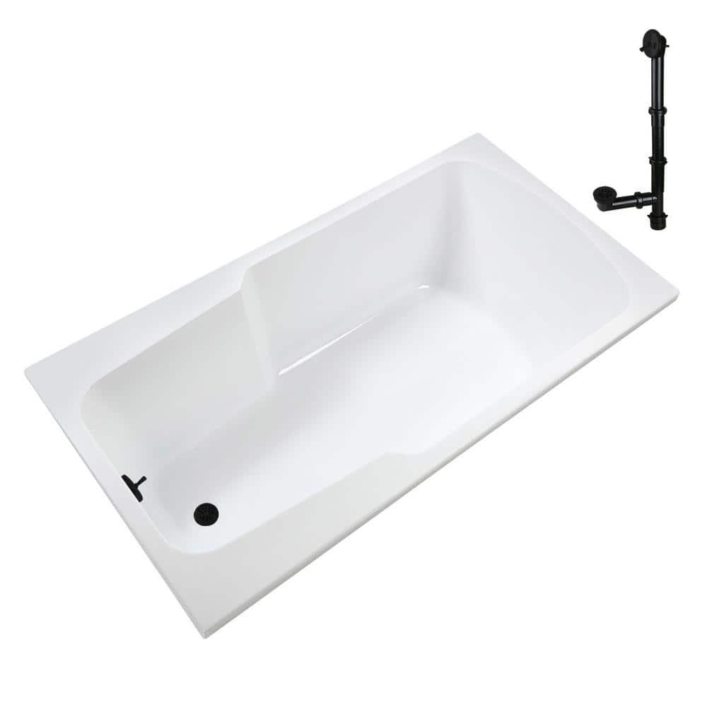 60'' x 32'' Acrylic Soaking Drop-In Bathtub, Drain Included