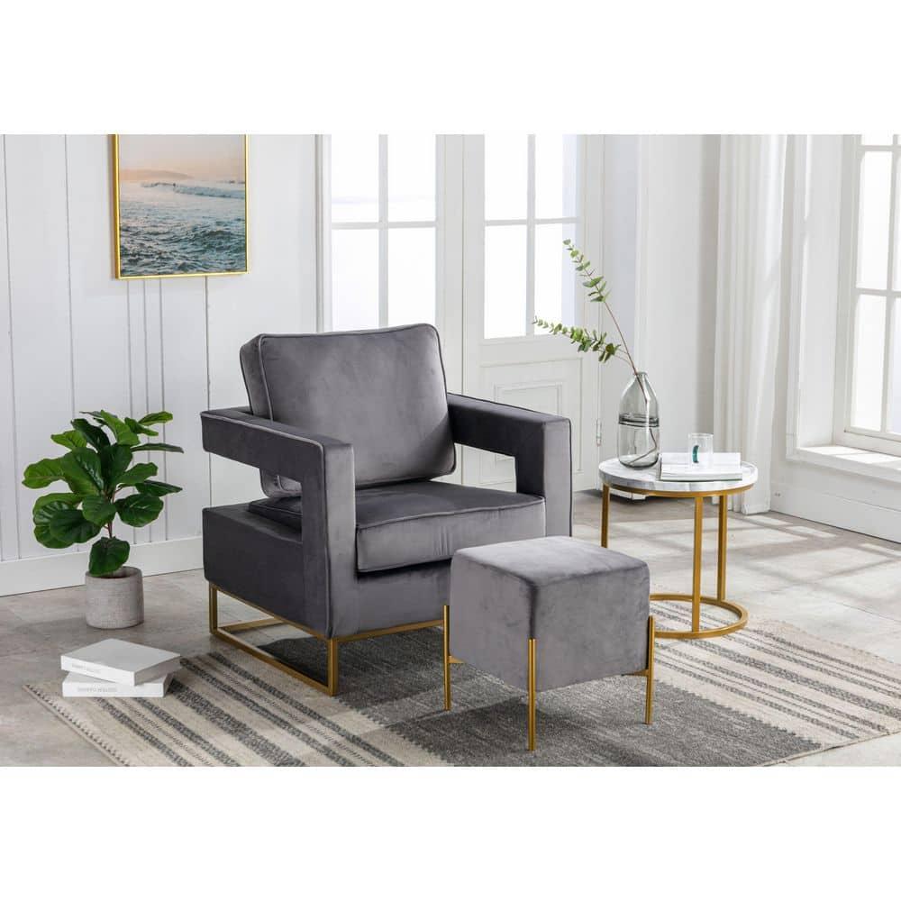 Carolina Classics Adadon Upholstered Accent Stool/Footrest in Gray