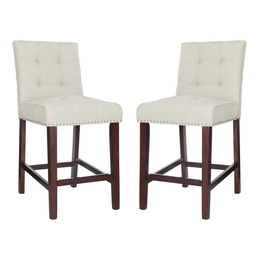 Nikita Counter Stool (Set of 2) - BST6303 - Light Grey/Espresso - Safavieh