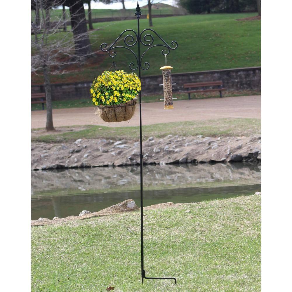 Ashman 91 Inch Shepard's Hook Floral Design Ground Stake Plant Hanger, 2 Pack