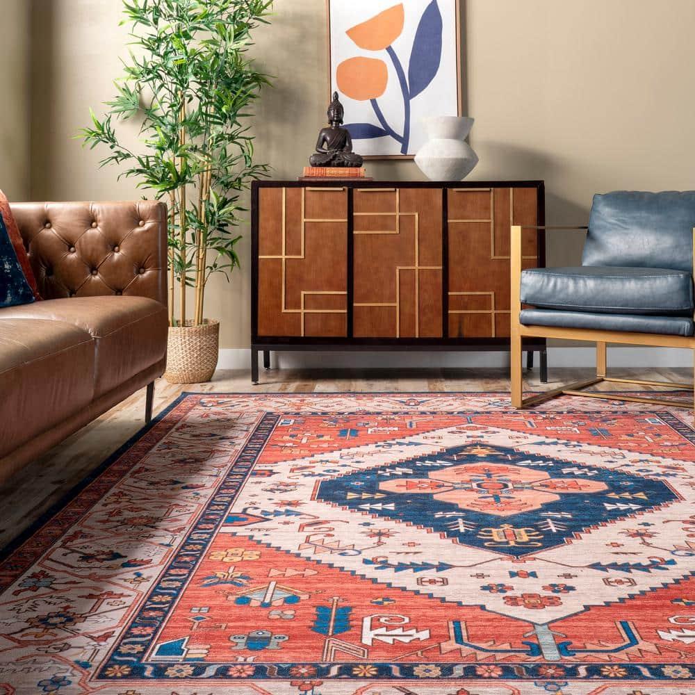 Nuloom Carolyn Pet Friendly Machine Washable Motif Area Rug, 3' x 5', Rust