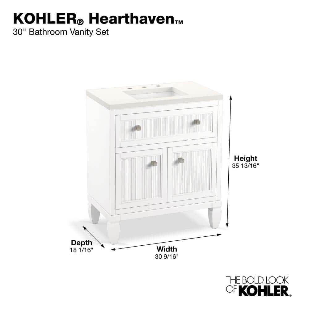 Hearthaven 30'' Free Standing Single Bathroom Vanity Cabinet with Sink and Quartz Top