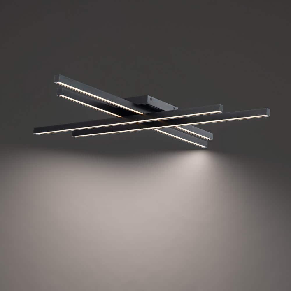 WAC Lighting Parallax 32" LED 3-CCT 3000K Modern Aluminum Flush Mount in Black