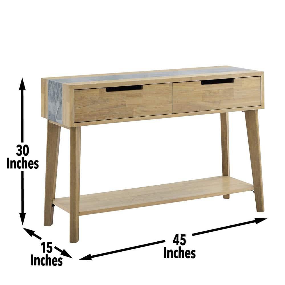 Calgary Natural Finish with Gray Stone Sofa Table