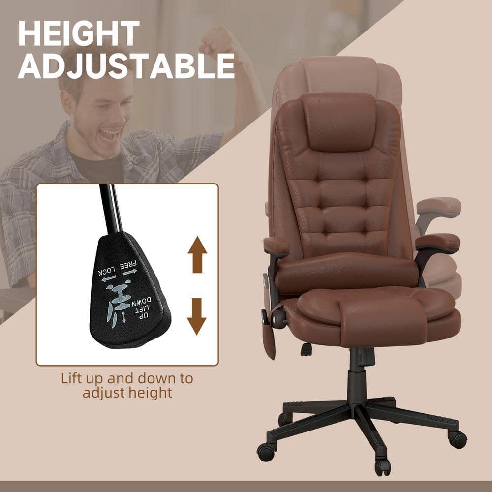 HOMCOM High-Back Massage Office Chair, Heated Reclining Computer Chair with Remote, Brown