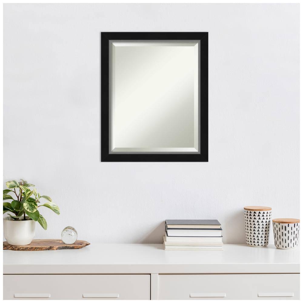 Amanti Art Eva Black Silver Narrow Framed Wall Mirror - 19.12 x 23.12 in