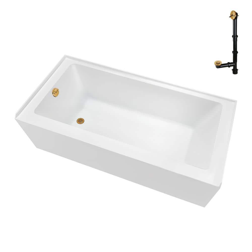 Streamline Bath Streamline 60 in. x 32 in. Acrylic Left-Hand Drain Alcove Bathtub in Glossy White With External Drain NAL-5560-BGL