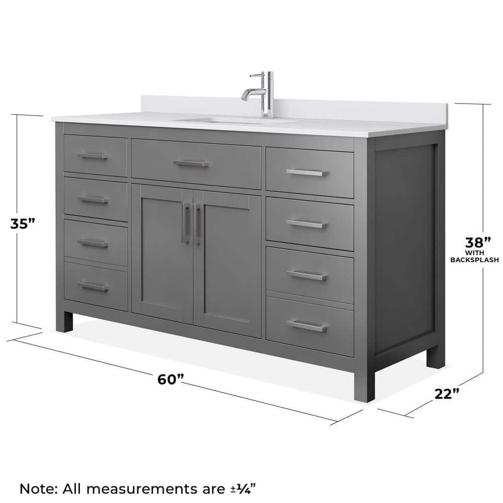 Beckett 60" Freestanding Single Bathroom Vanity with Cultured Marble Top