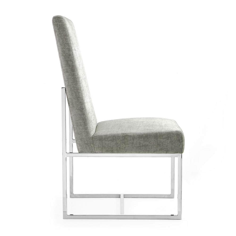 Element Velvet Dining Chair Steel - Manhattan Comfort: High-Back, Armless, Stainless Steel Base