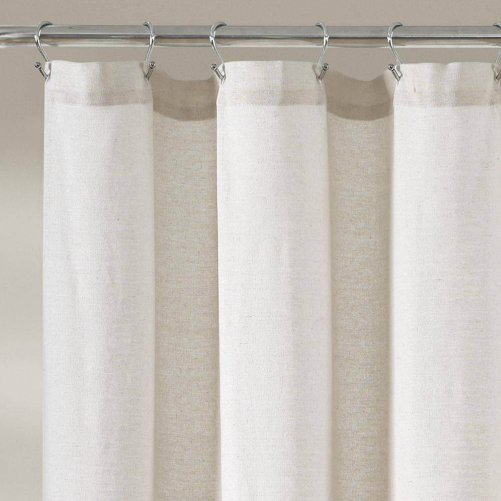 Linen Button Shower Curtain Off White Single 72X72