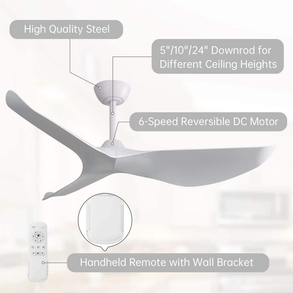 Sofucor 52'' Ceiling Fan Ceiling Fans without Lights for for Patios and Bedroom Black