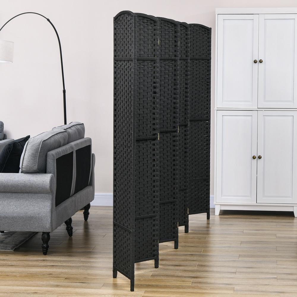 HOMCOM Room Divider, 8 Panel Folding Privacy Screen, 5.6' Tall Freestanding Partition for Home Office, Bedroom, Black
