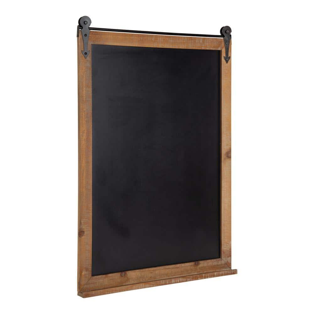 Kate and Laurel Cates Modern Farmhouse Barn Door Wood Framed Chalkboard, Rustic Brown