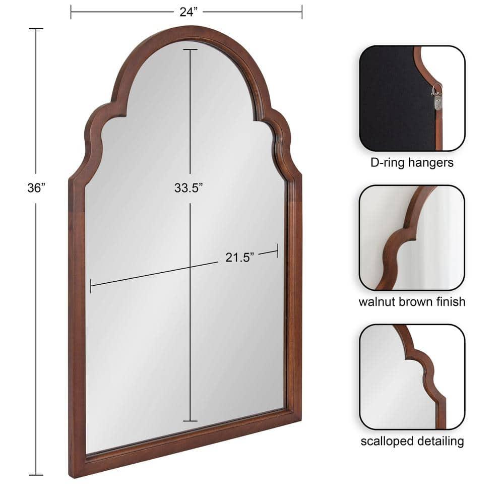 Kate and Laurel Hogan Wood Arch Mirror, 24x36, Walnut Brown