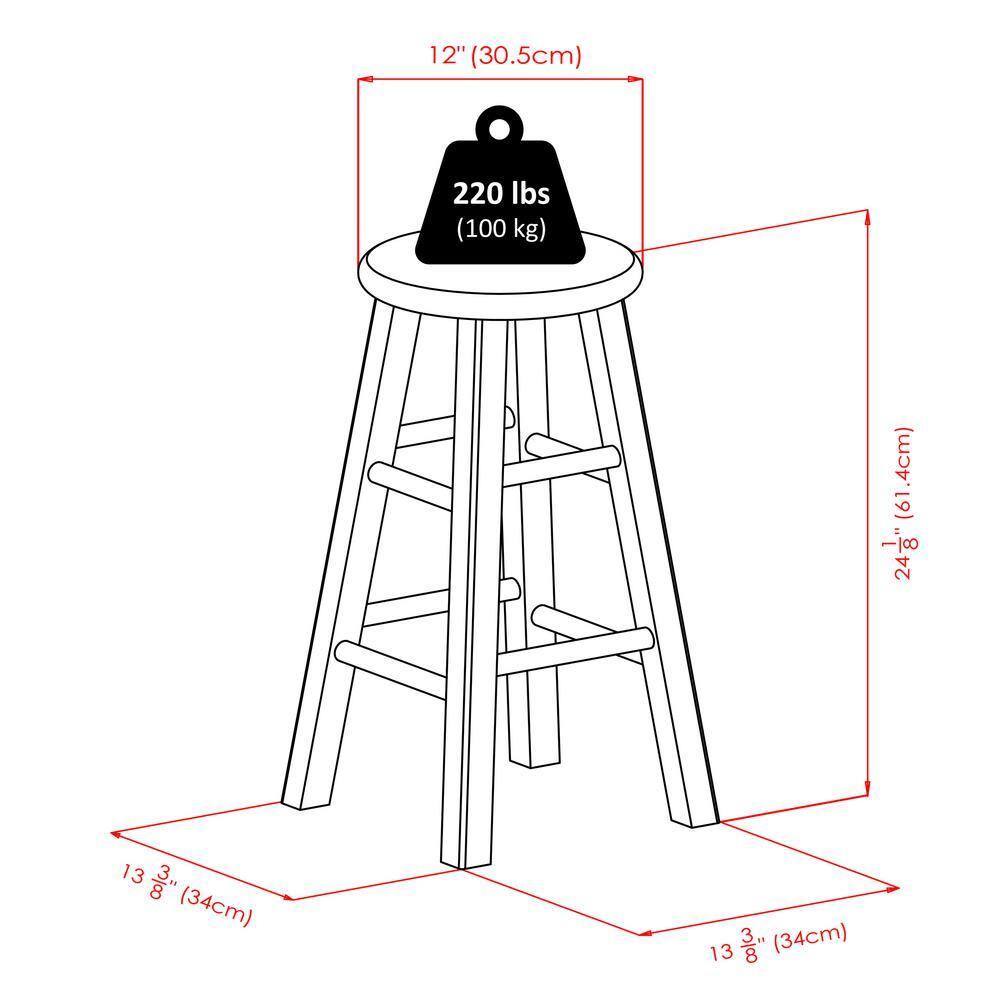 24" Ivy Counter Height Barstool Light Blue/Brown - Winsome: Farmhouse Style, Round Seat, Wood Frame