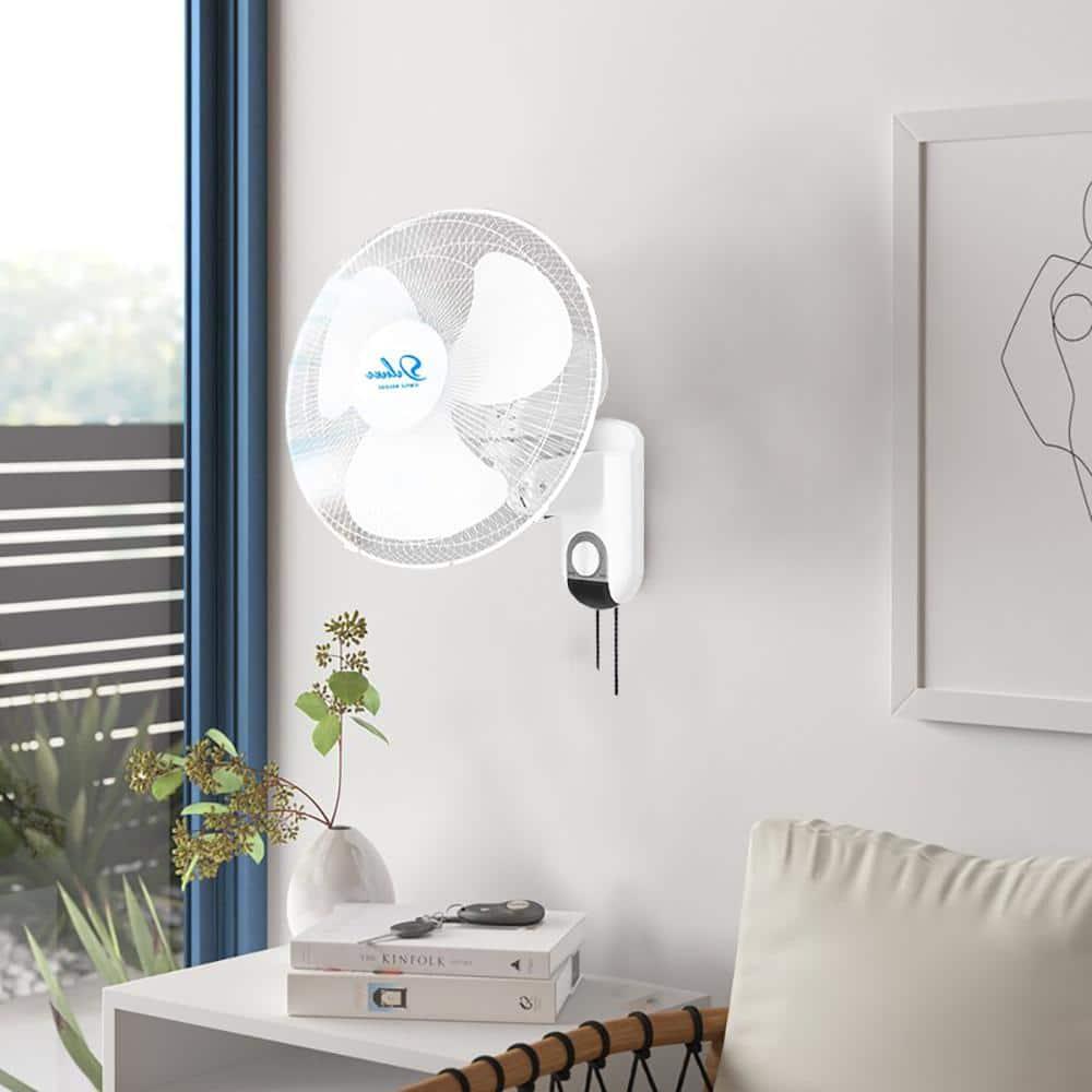 2 Pack 16 in. Indoor White Wall Mount Fan with Adjustable Tilt and Quiet Operation Oscillating