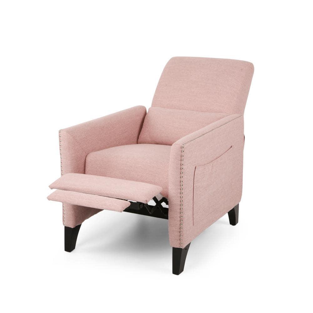 Alscot Contemporary Push Back Recliner Light Pink - Christopher Knight Home: Upholstered Accent Chair, 250lb Capacity