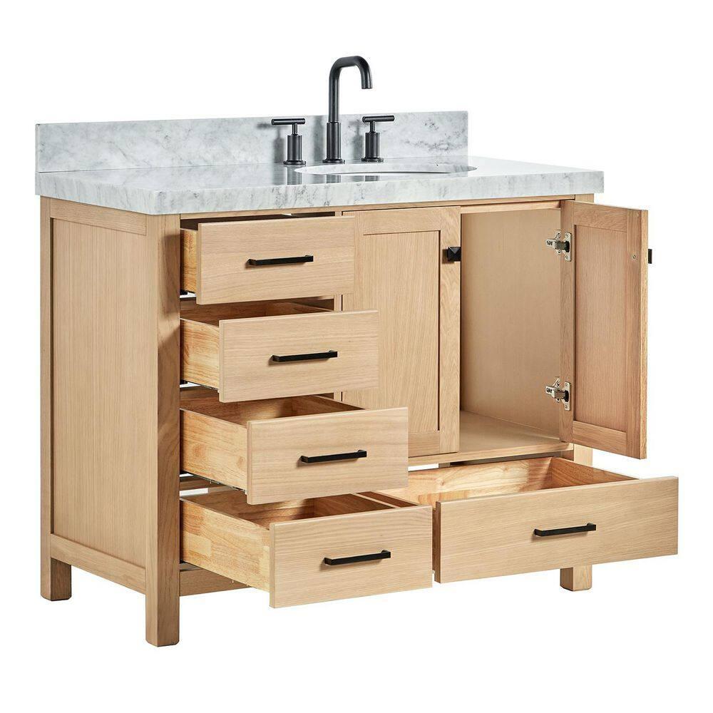 Ariel Bath Cambridge Single Bathroom Vanity with Carrara Marble Top