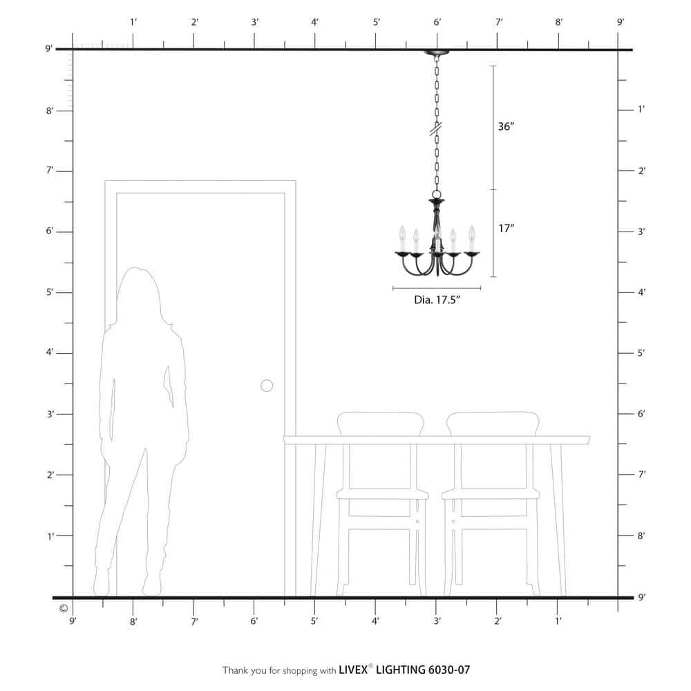 Livex Lighting Home Basics 5 - Light Chandelier in  Bronze