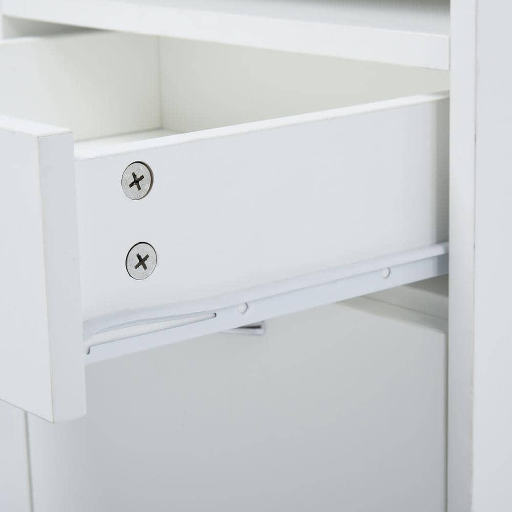 Mobile Storage Cabinet Organizer with Drawer and Cabinet, Printer Stand with Castors in White