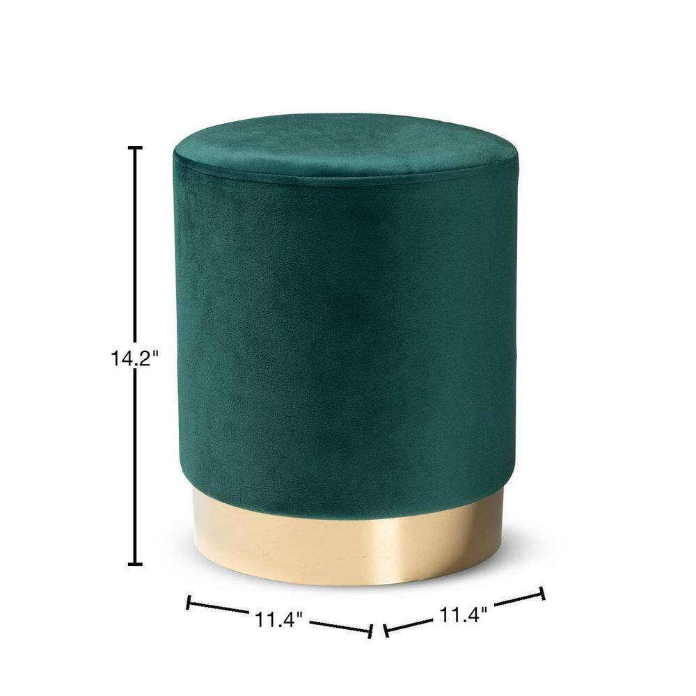 Chaela Velvet Metal Ottoman Green/Gold - Baxton Studio: Luxurious Footstool, Modern Bench Design