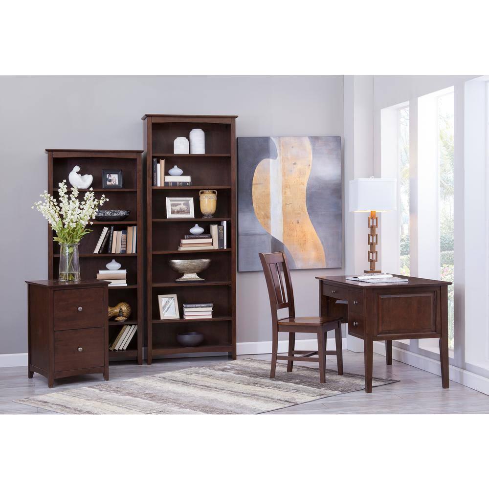 72" Shaker Bookshelf Espresso - International Concepts: Solid Parawood, 6 Fixed Shelves