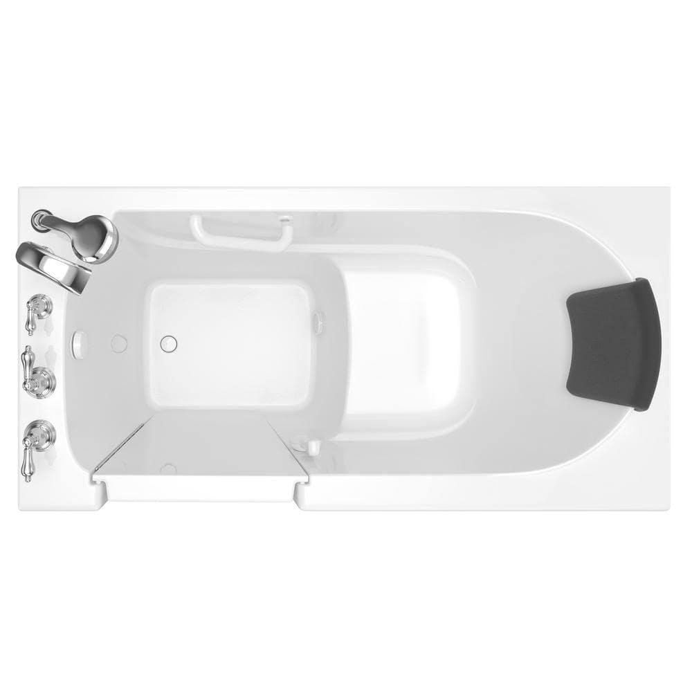 American Standard 59.5'' x 29.75'' Walk-in Soaking Fiberglass Bathtub with Faucet 3060.109.SLW