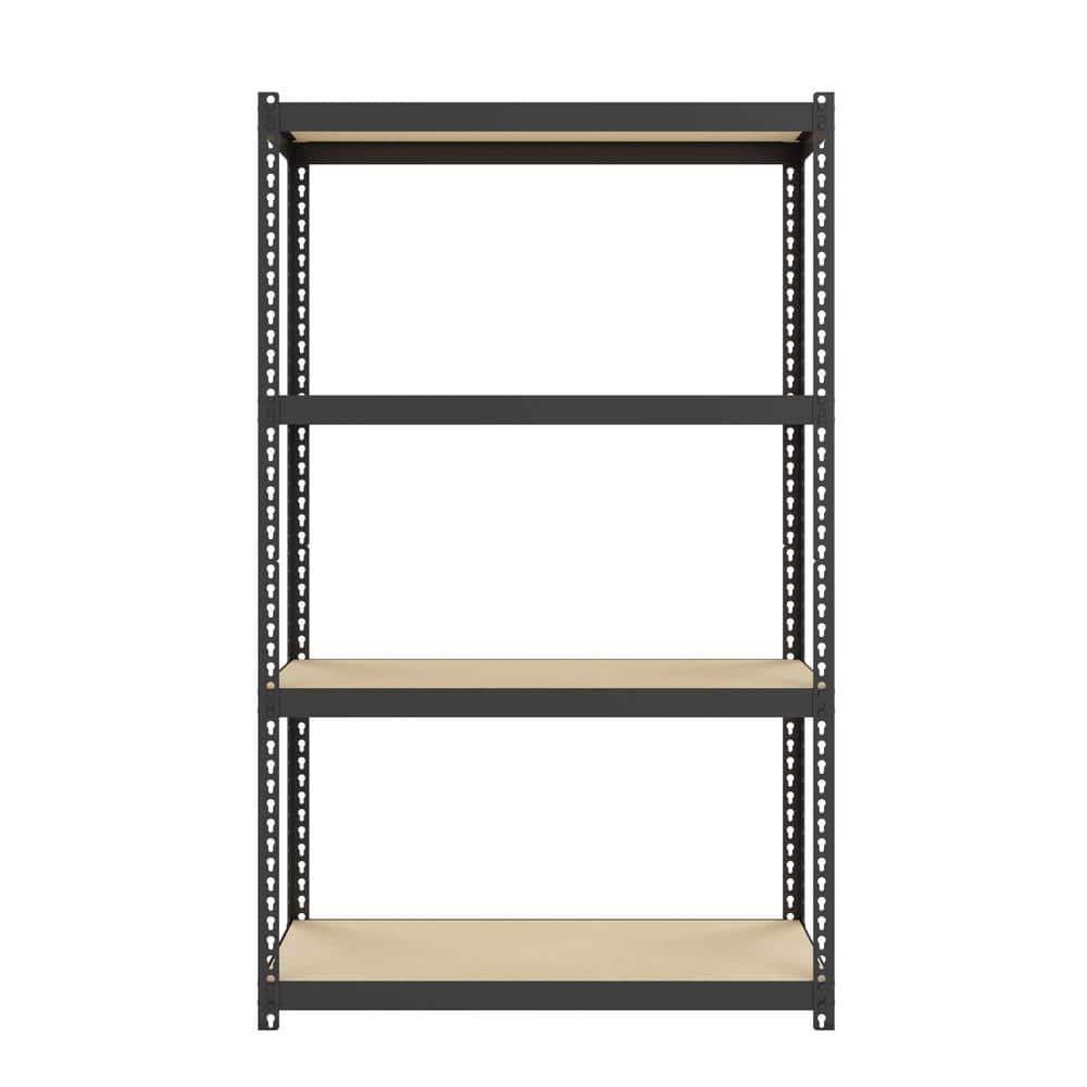 Space Solutions 1000 Riveted Metal Shelving 4-Shelf Unit in Black