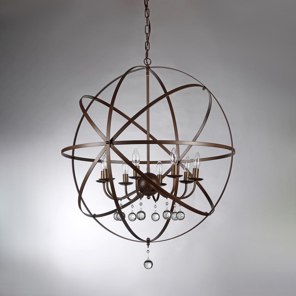 Warehouse of Tiffany Jossie 8-light Crystal 30-inch Bronze-finish Chandelier - 22" x 21" x 21"