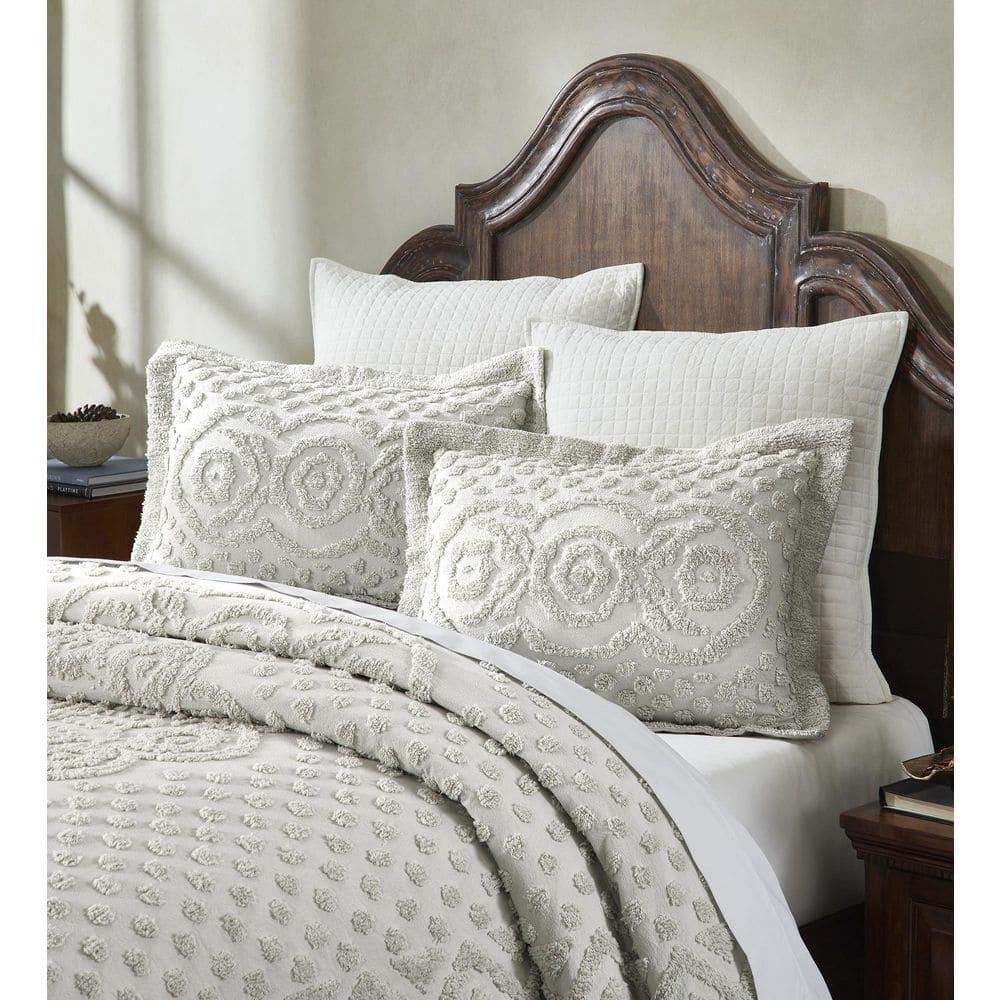 Heirloom Collection in Medillian Design Ivory Cotton Tufted Chenille Bedspread - Better Trends