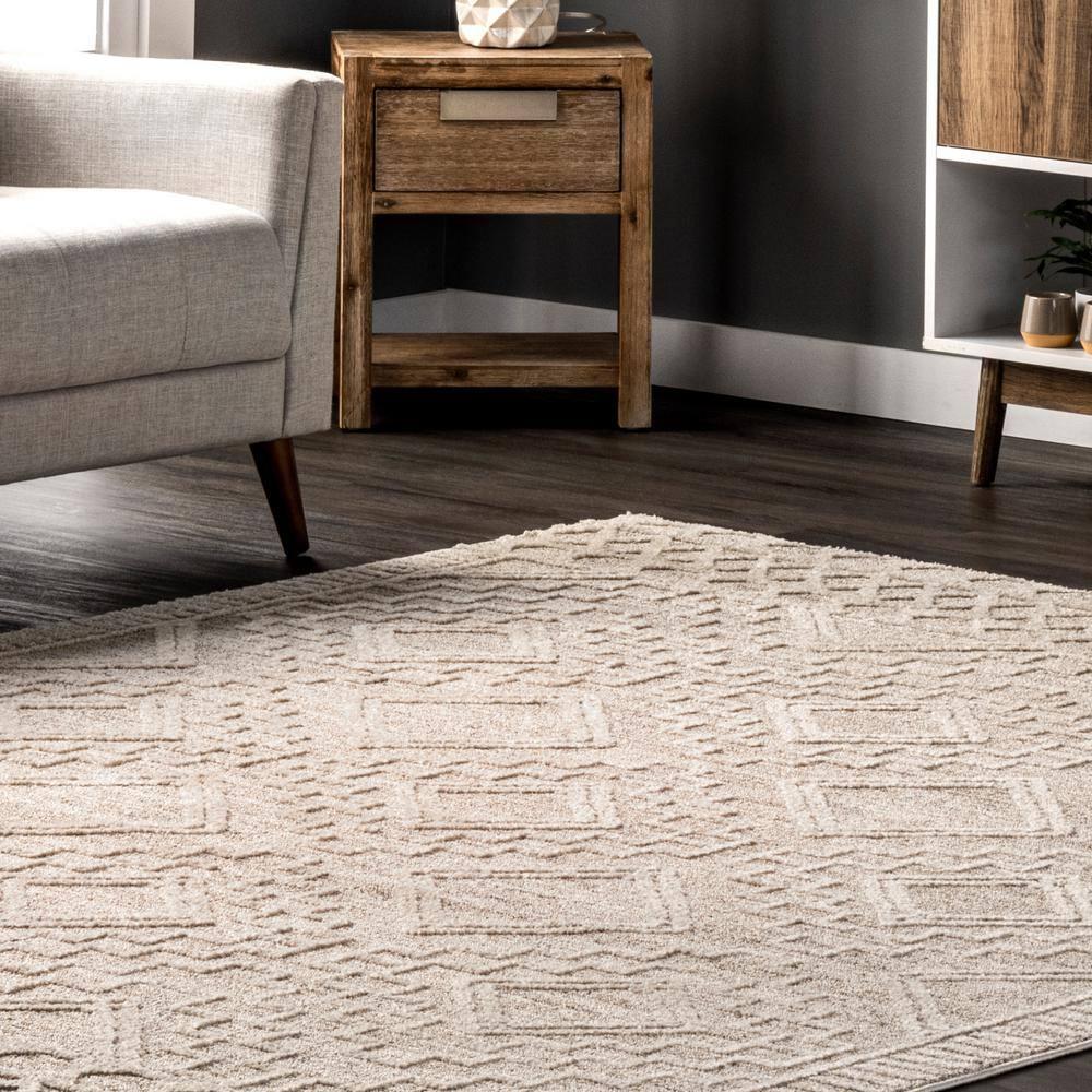 Nuloom Cameron Moroccan 8x10 Indoor Area Rug for Living Room Bedroom Dining Room Kitchen, Beige/Ivory