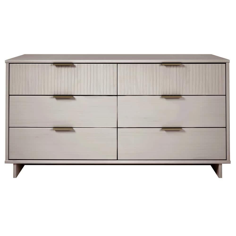 Manhattan Comfort Granville Modern 6 Drawer Double Wide Dresser Light Gray : Wood Frame, Spot Clean, Assembly Required