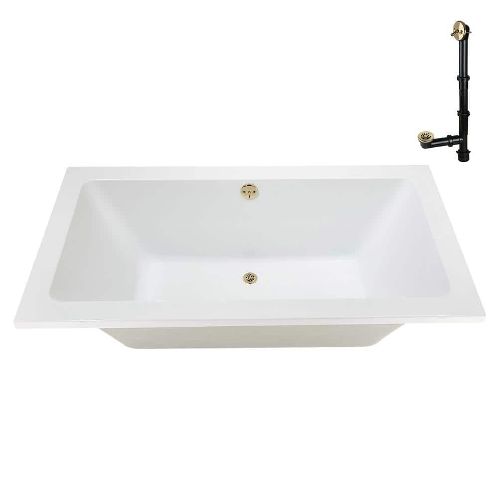 Streamline Bath 60" x 32" Acrylic Soaking Drop-In Bathtub, Drain Included N-4120-712-PBR