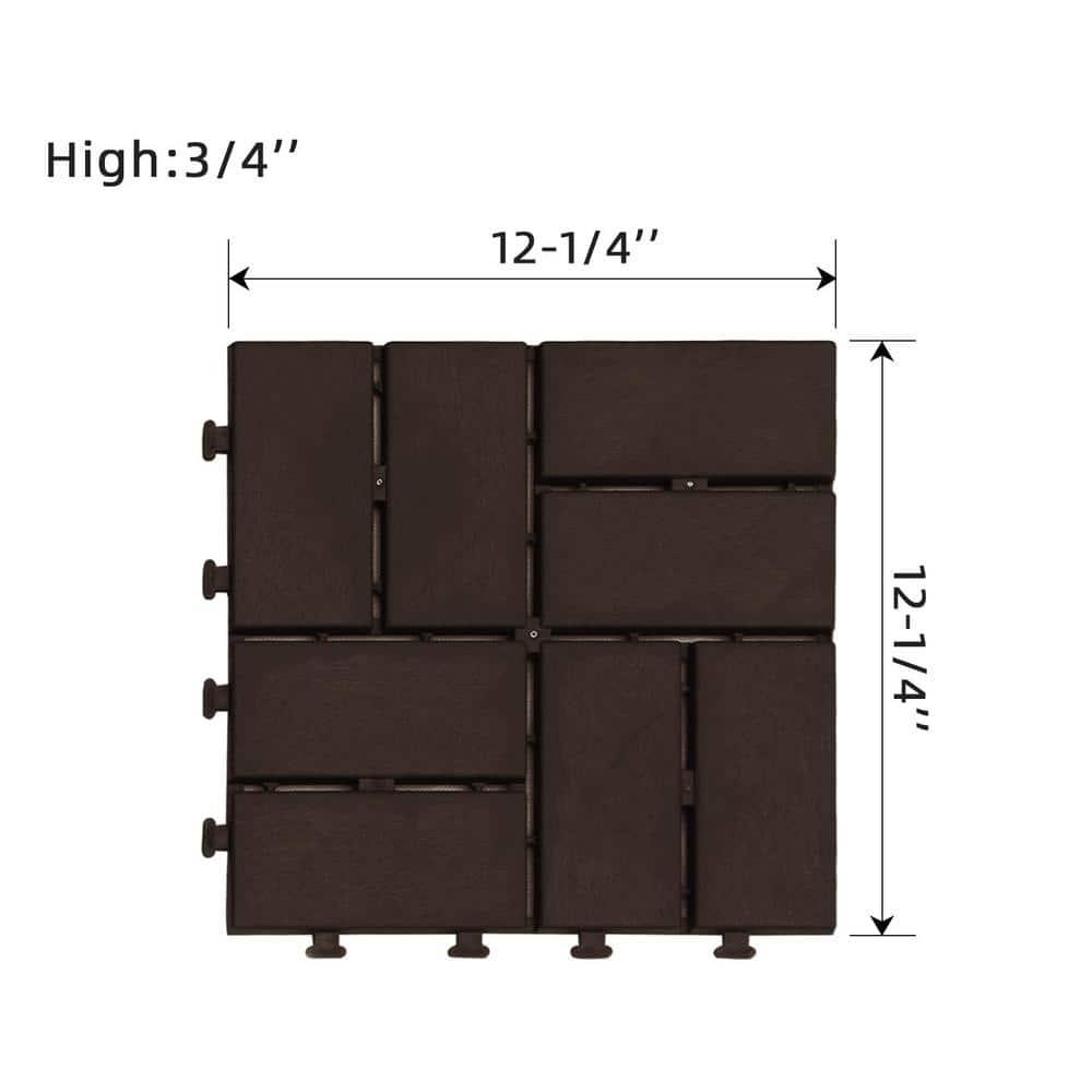 Goovilla Plastic Interlocking Deck Tiles, 27 Pack Outdoor Patio Flooring, 12"x12" Interlocking Decking Tile Outdoor All Weather Use, Waterproof Patio Pavers for Pool Balcony Backyard Porch, Dark Brown
