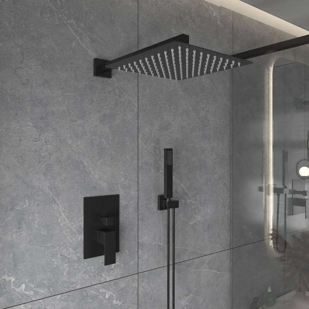 Single Handle 2-Spray Square High Pressure Shower Faucet with 16" Shower Head