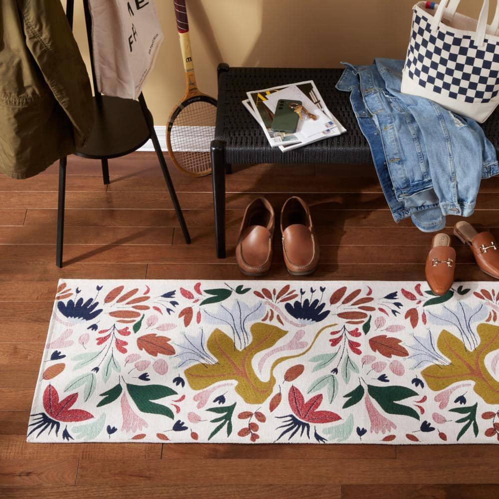 Town & Country Living Livie Floral Drip Everwash Washable Multi-Use Non-Slip Backing Decorative Rug