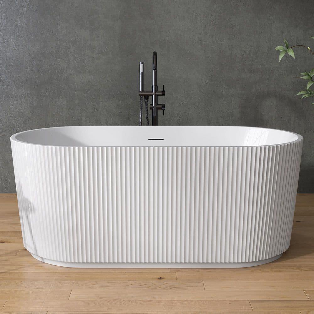 59" X 30" Freestanding Corner Soaking Acrylic Bathtub