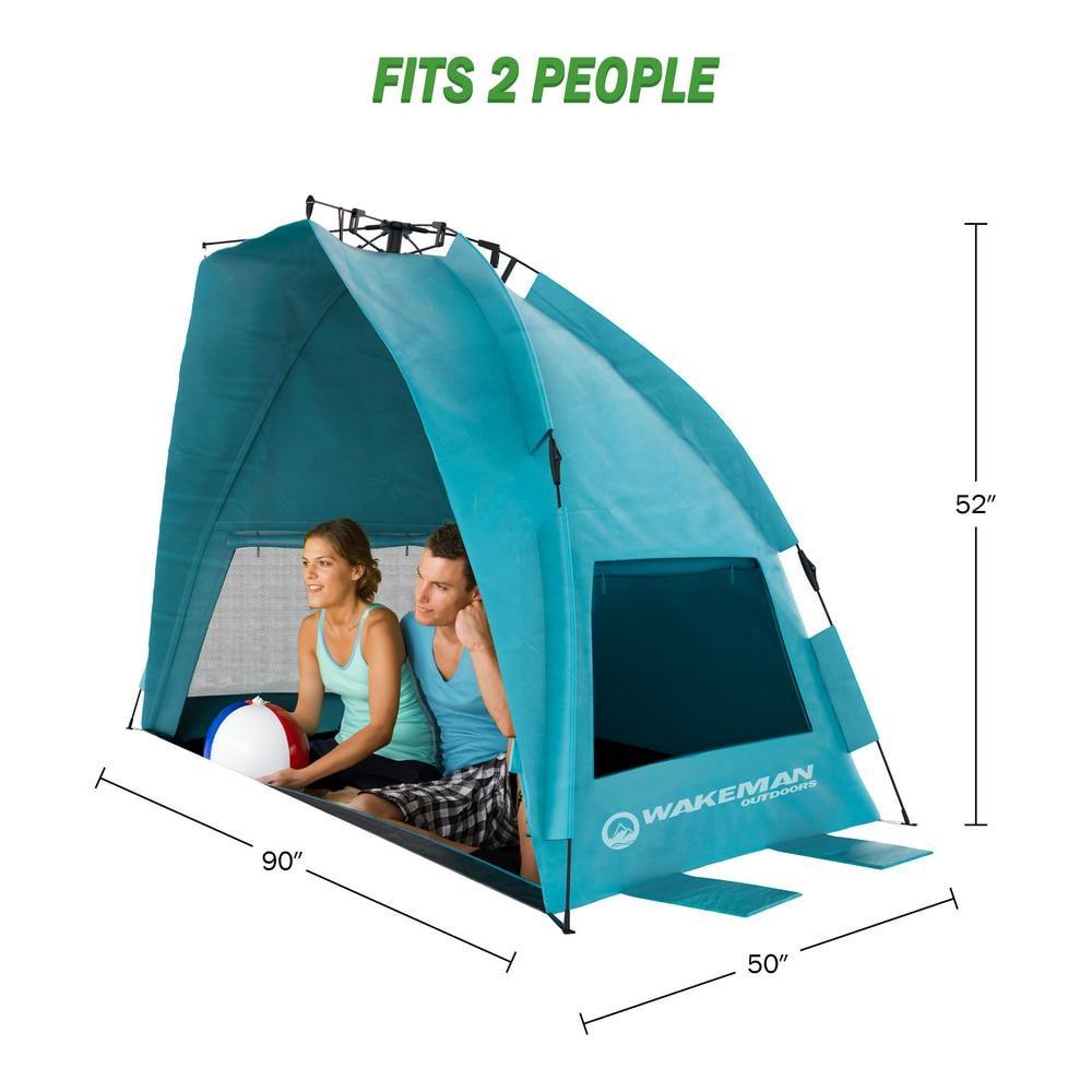 Pop-Up Beach Tent – Instant Shade Canopy with UV Protection – Water and Wind-Resistant Sun Shelter with Carry Bag by Wakeman Outdoors (Turquoise)