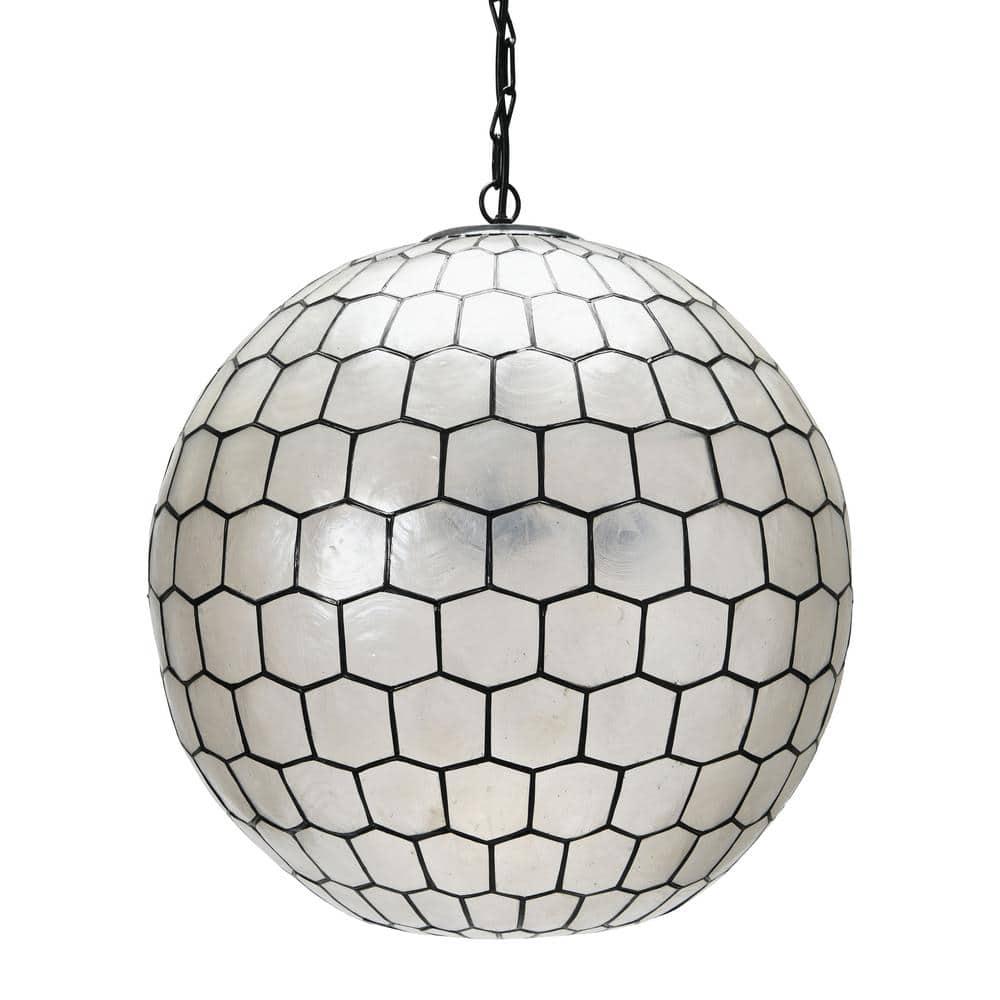 Storied Home 20"x19" Capiz Honeycomb Globe Pendant Light: ETL Listed, UL Certified, Metal Body
